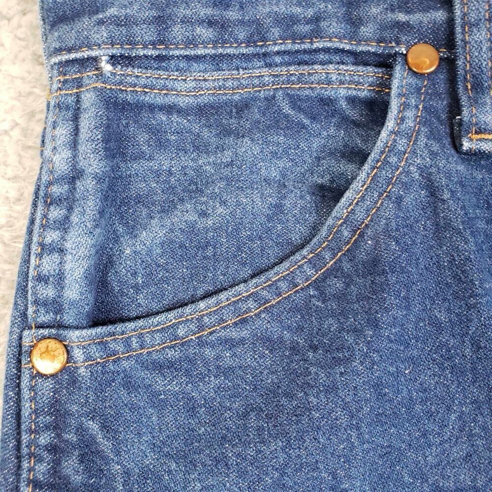 Wrangler Jeans Men’s Size 38x36 Tall Straight Leg Blue Rodeo Leather Patch 38 - Picture 5 of 11